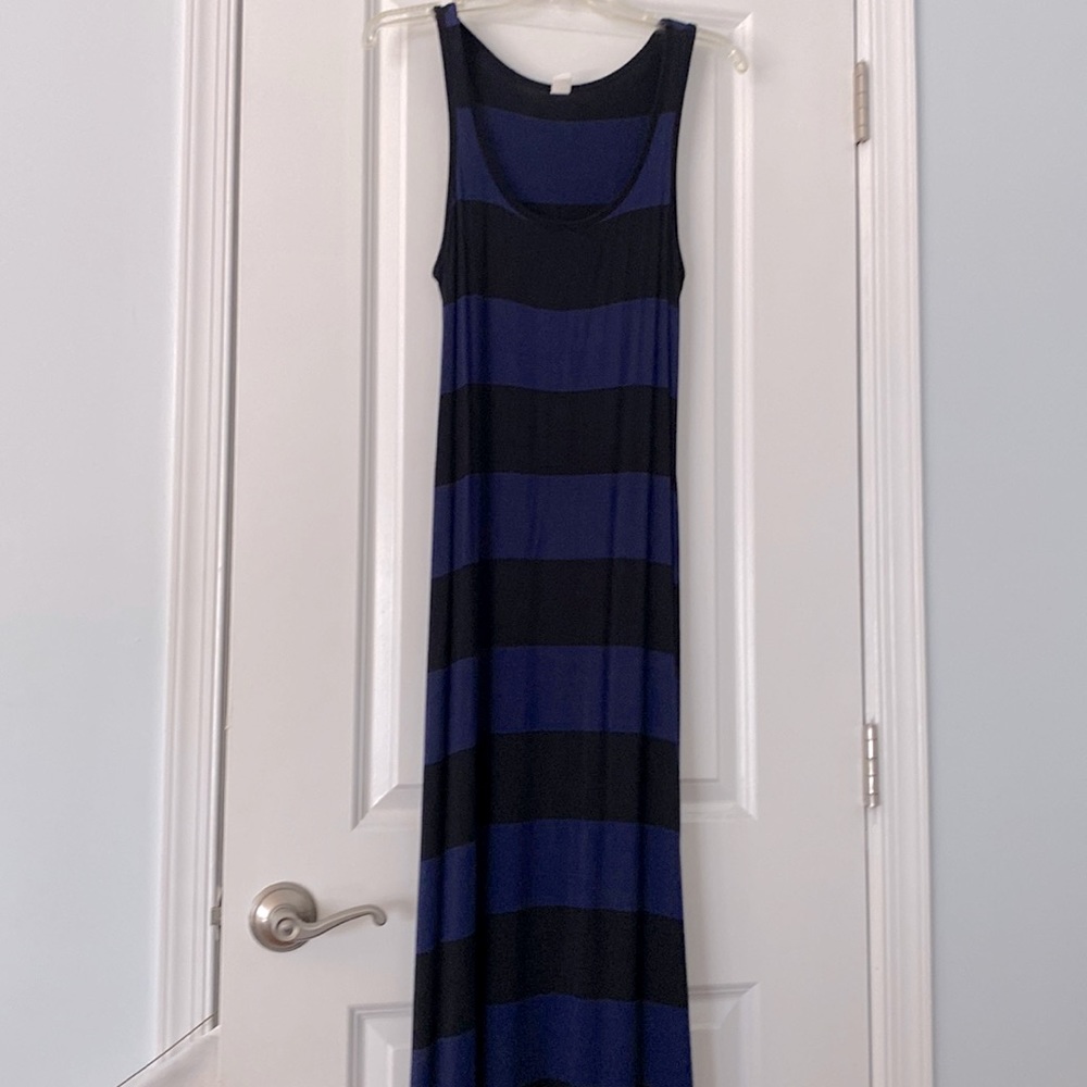 Old Navy black and purple striped maxi dress